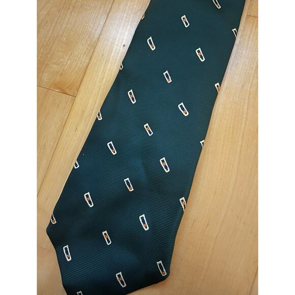 KITON Silk Necktie LUXURY Tie Green Geometric Print - Picture 2 of 3